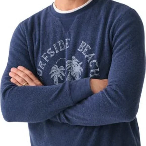 Faherty Men’s Size XXL Surfside Beach Fleece Sweatshirt Sea Navy Soft Knit - Picture 3 of 12